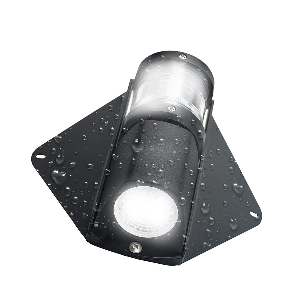 Besramtic deck light in use on a sailboat at night illuminating companionway and deck for safer movement