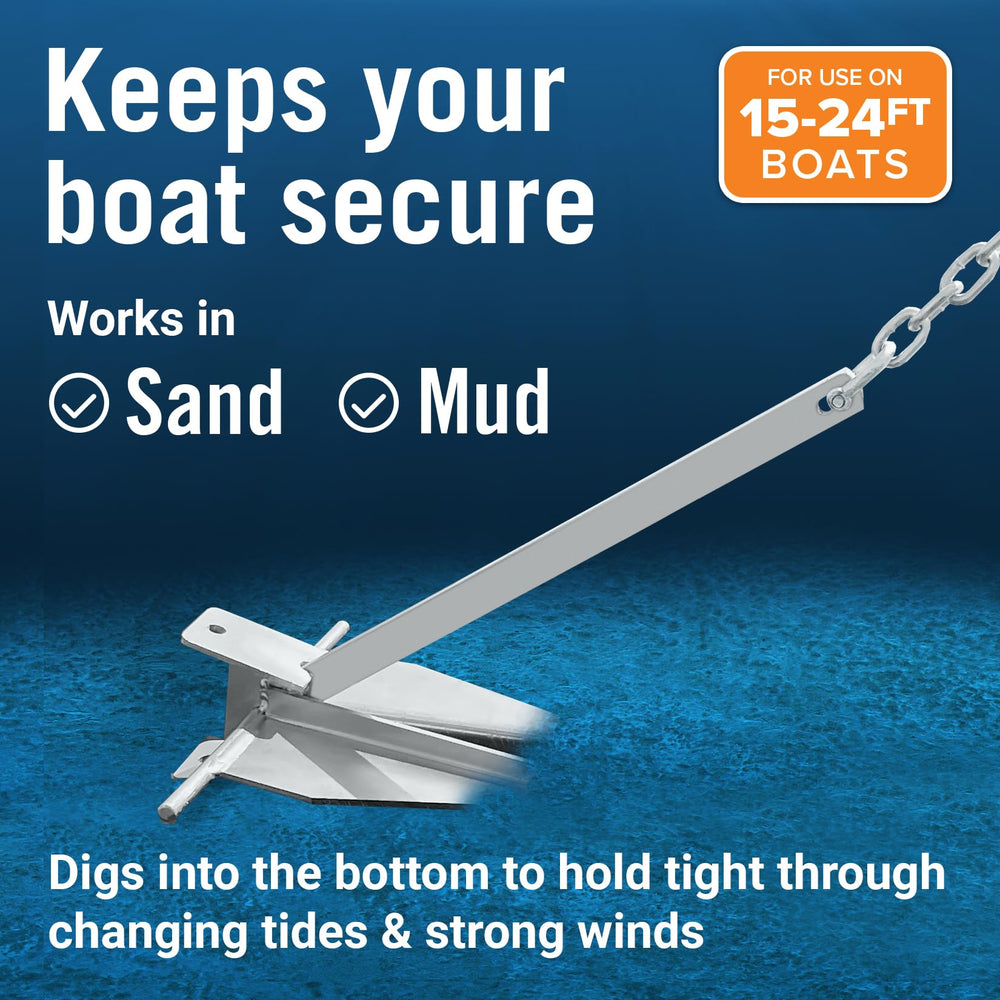 Better Boat anchor mounted on bow demonstrating easy deployment and fit
