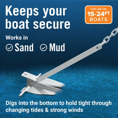 Better Boat anchor mounted on bow demonstrating easy deployment and fit
