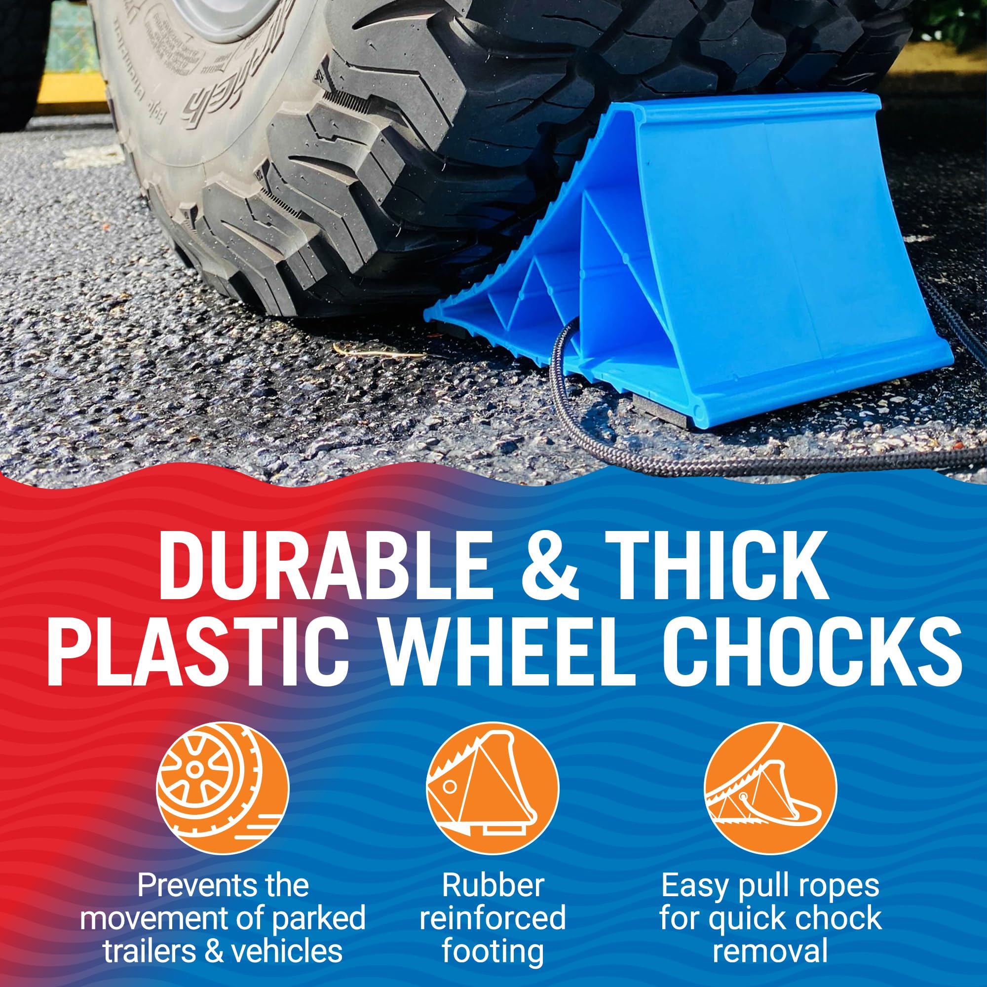 Better Boat close-up of rubber gripper on chock providing slip-resistant tire contact