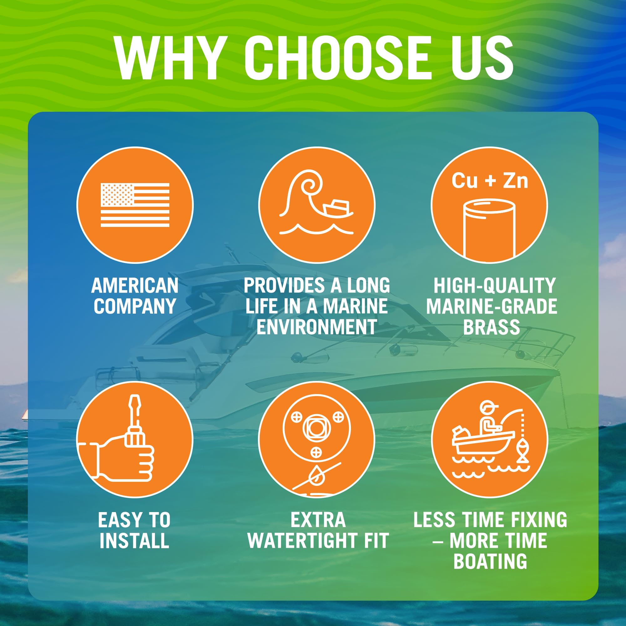 Better Boat plug beside a wrench for scale showing easy installation advantage