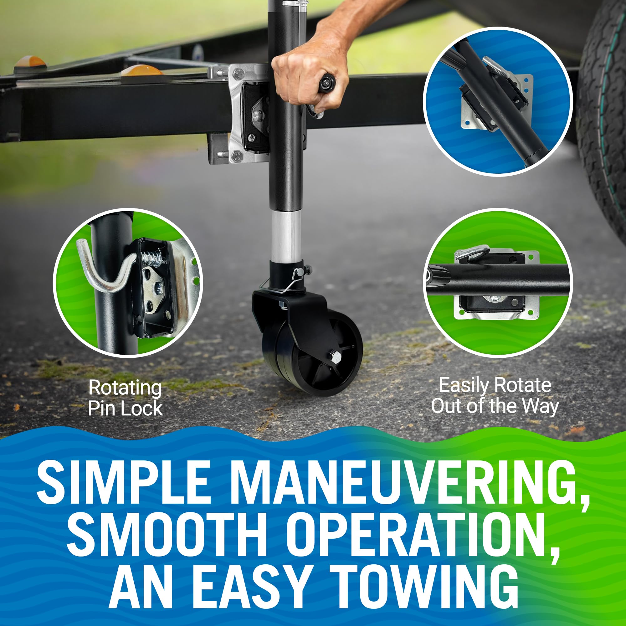 Better Boat dual wheels rolling on gravel showing smoother maneuvering benefit