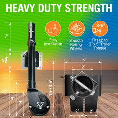 Better Boat jack folded and locked in stowed position showing towing safety benefit