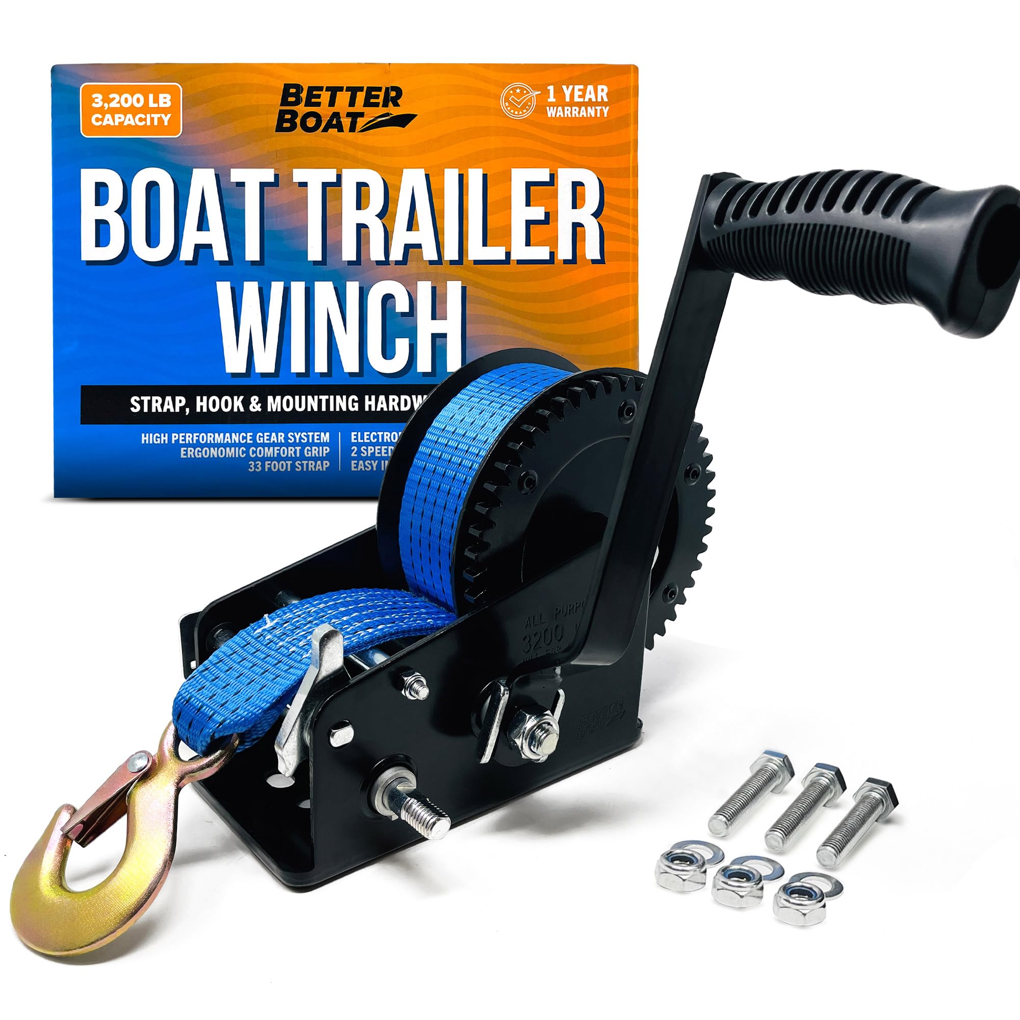 Better Boat front view winch mounted showing easy installation benefit