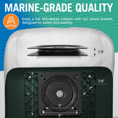 Better Boat installed on a boat deck with seat attached, improving stability