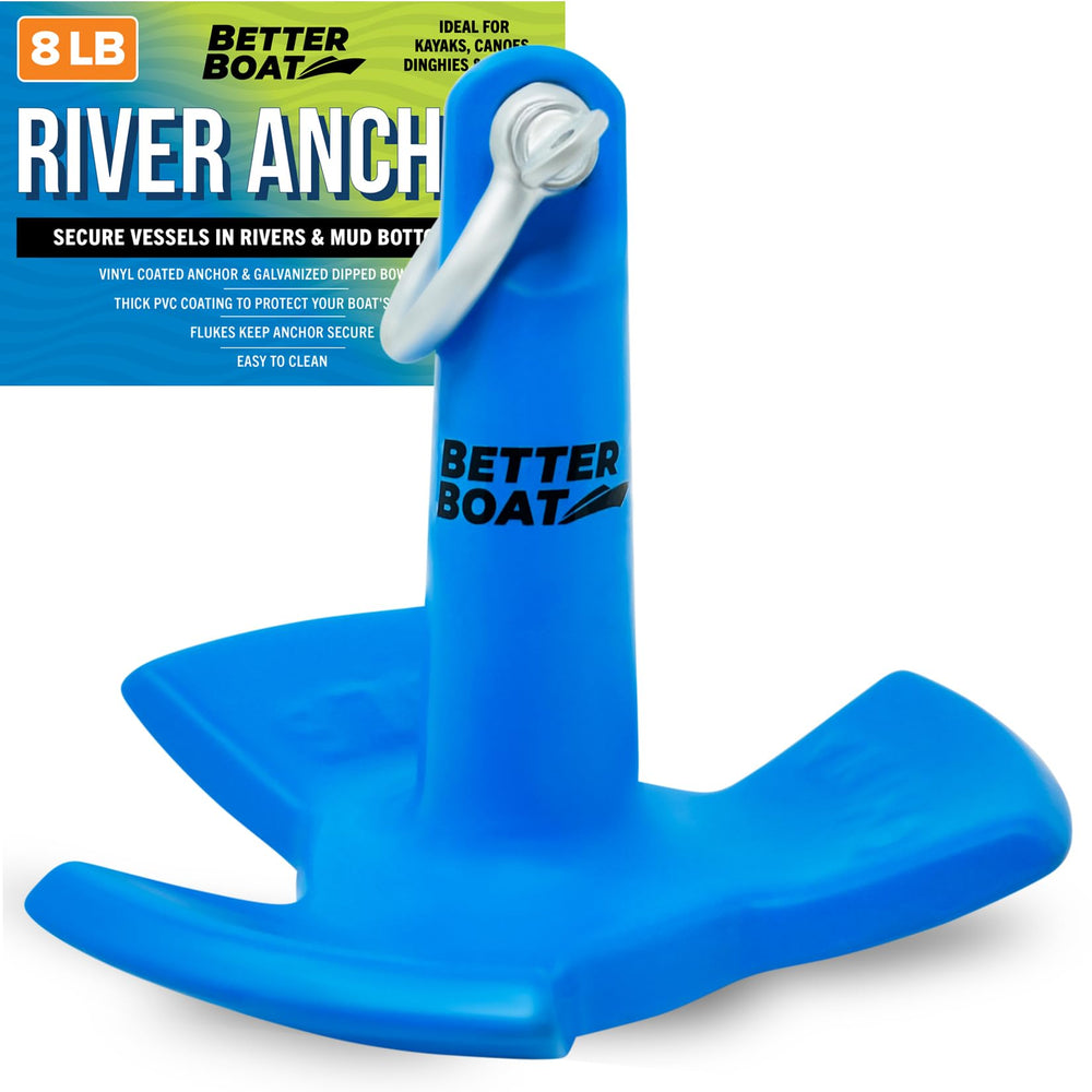 Better Boat river anchor front view showing shape and balanced hold