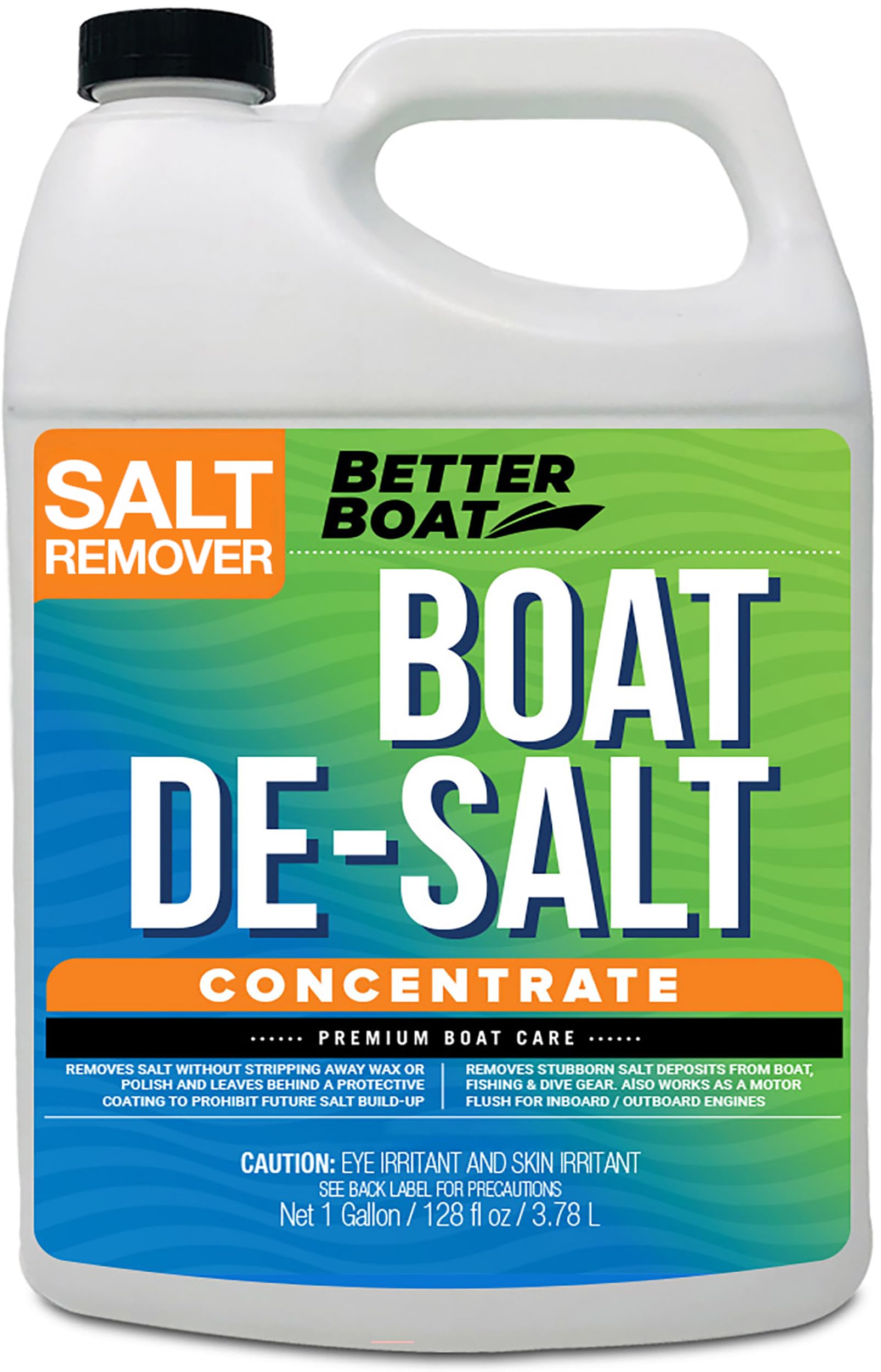 Better Boat front label of 1 gallon salt remover showing product name and benefits
