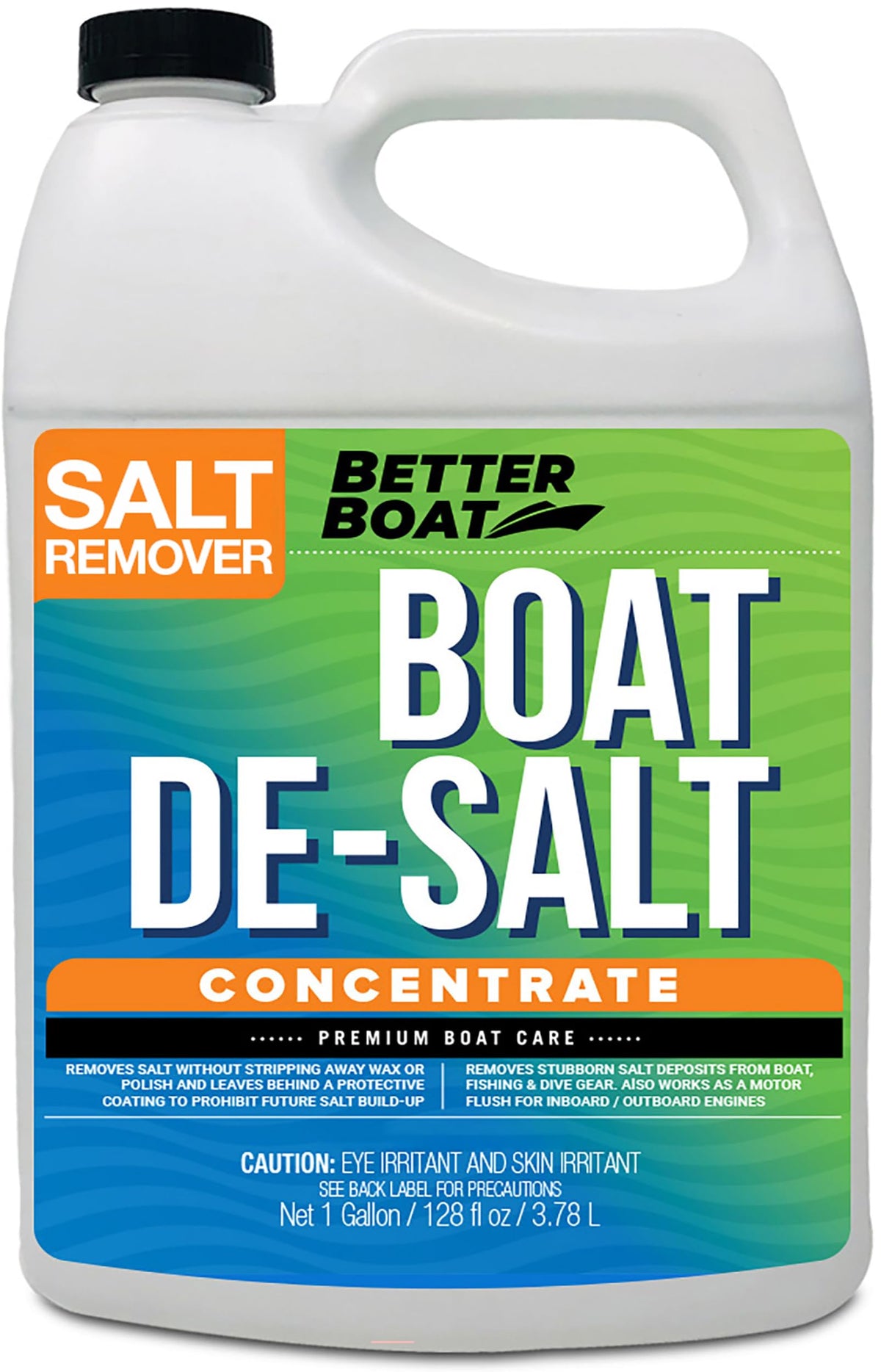 Better Boat front label of 1 gallon salt remover showing product name and benefits