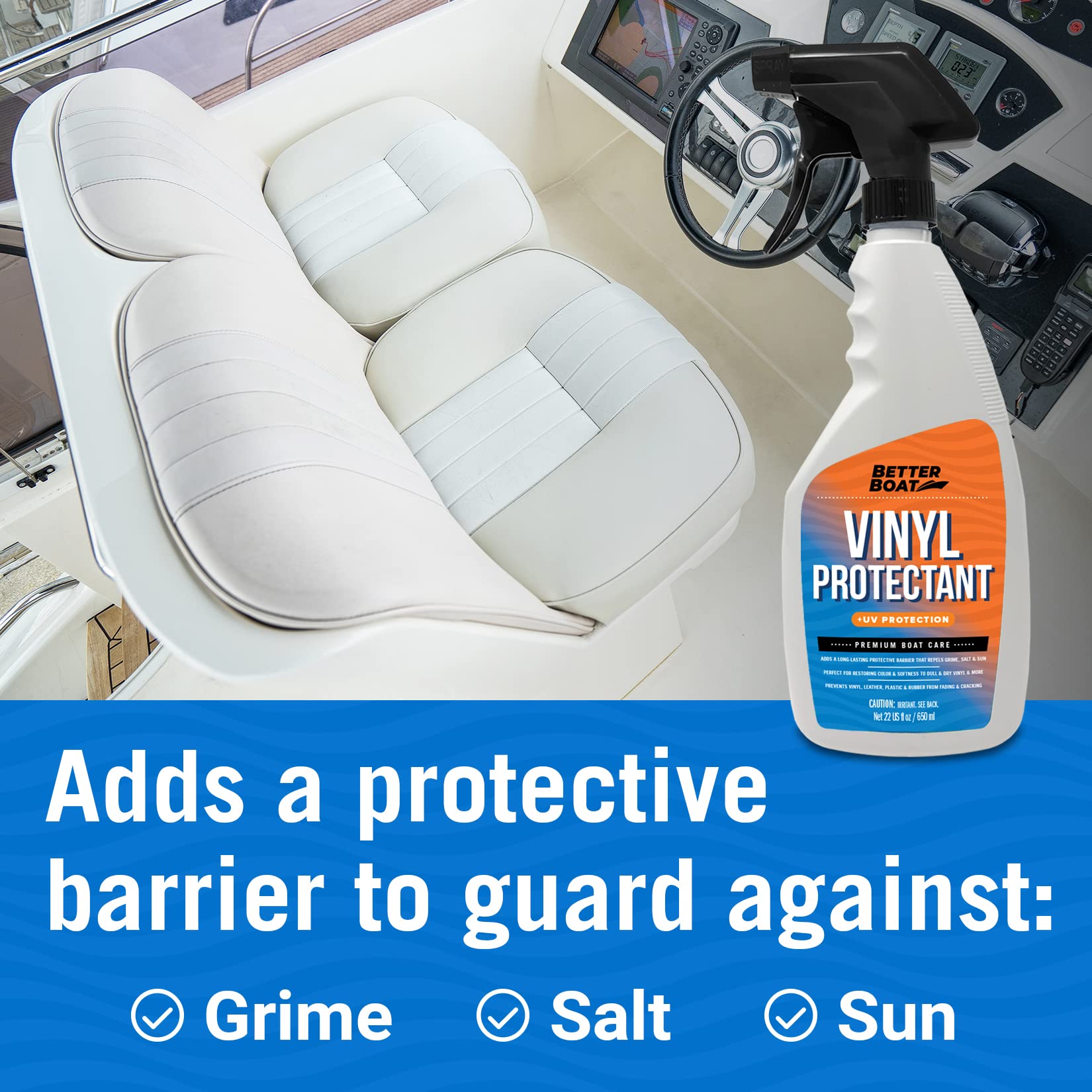 Better Boat applied on boat seat in use for lasting comfort