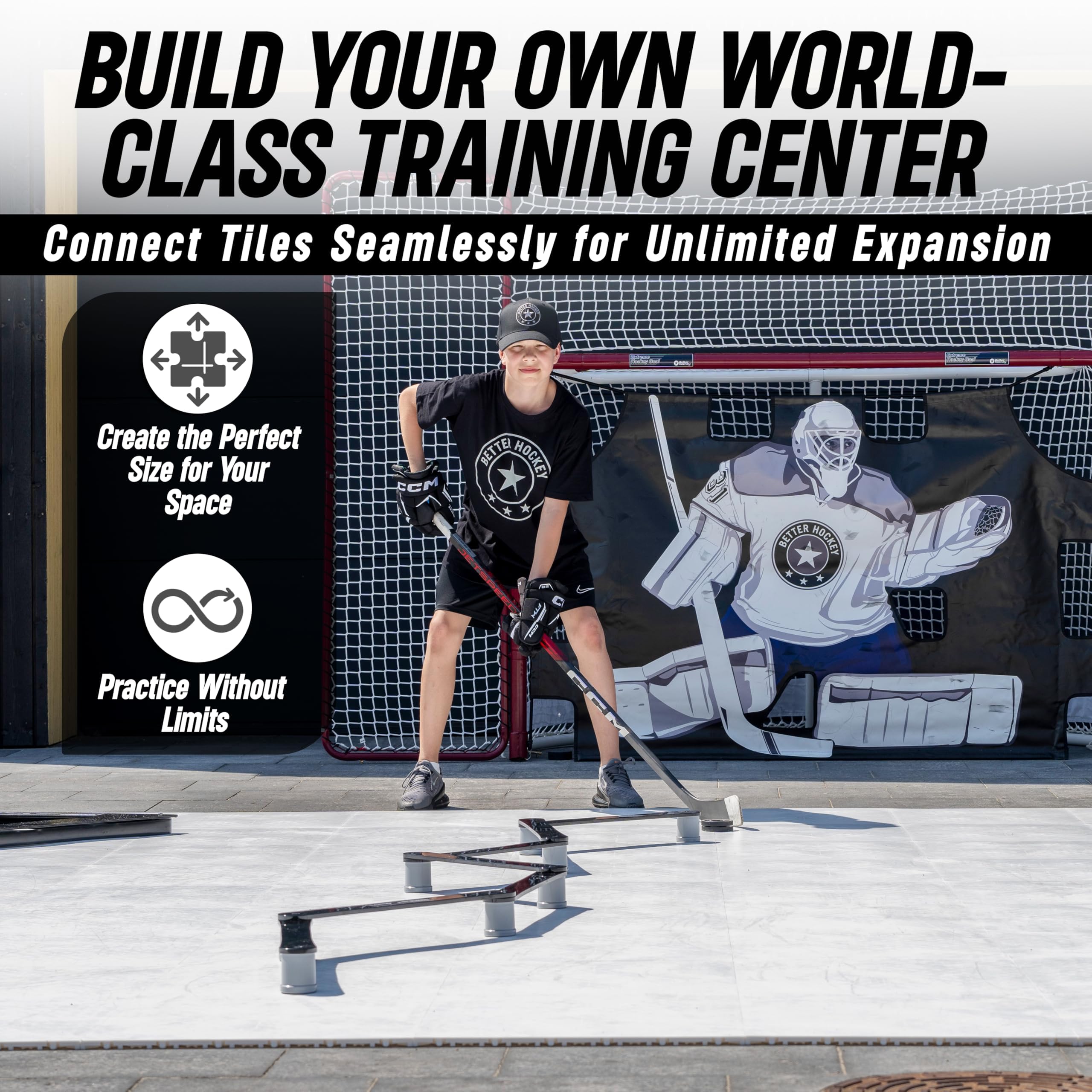 Better Hockey assembled 22.5 sq ft training rink top view for drills