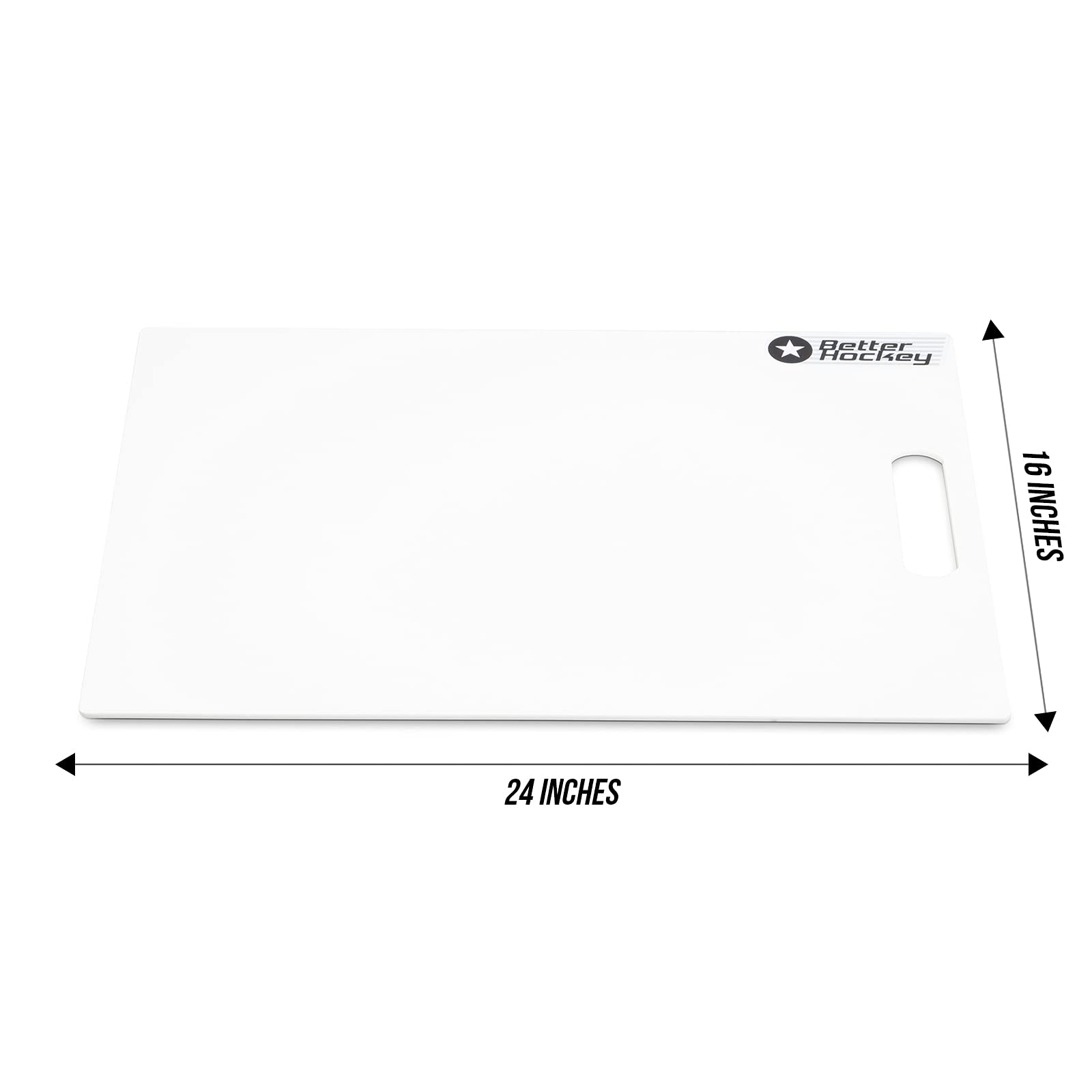 Better Hockey pad laid on backyard driveway demonstrating portable outdoor practice benefit