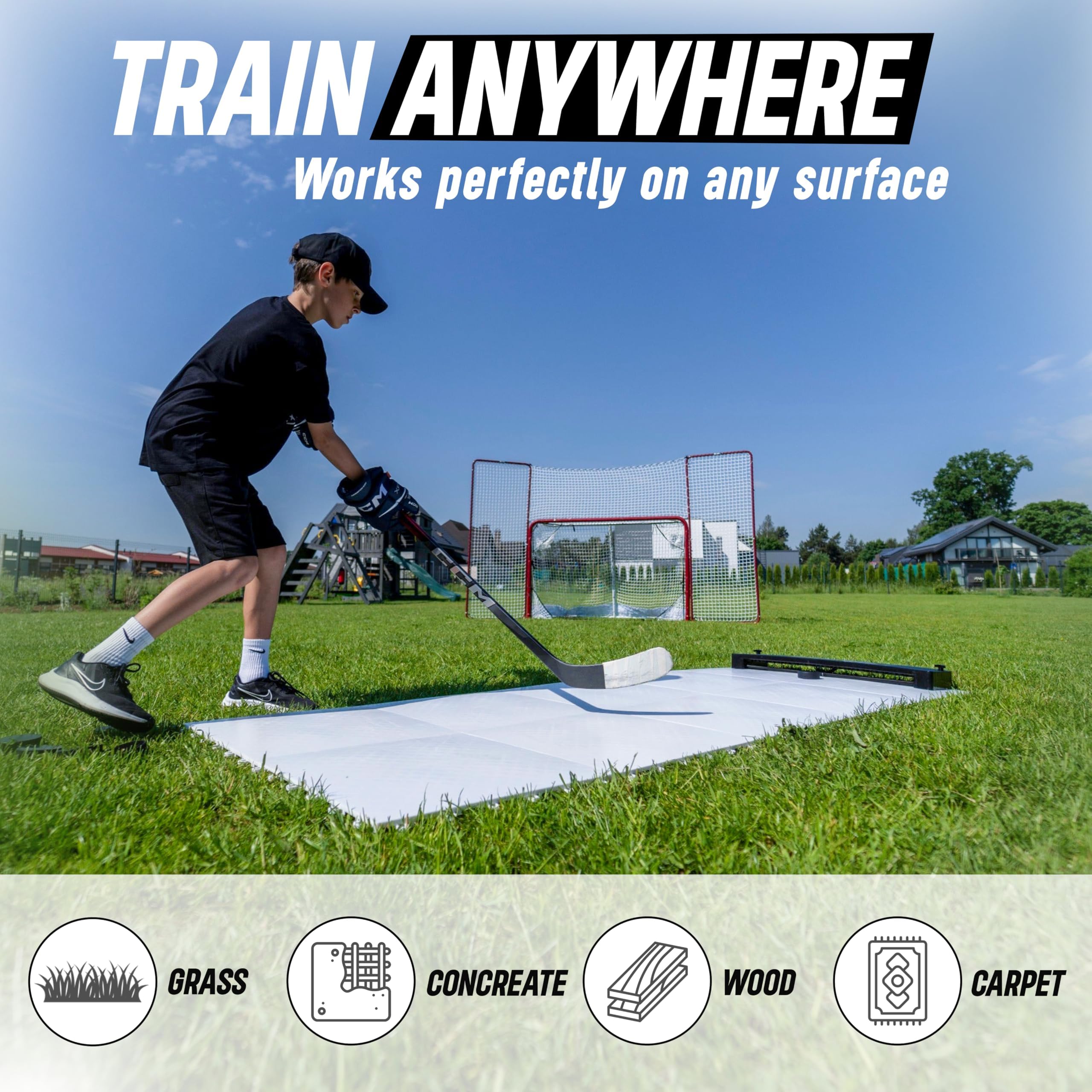Better Hockey player shooting on tiles illustrating realistic puck feedback