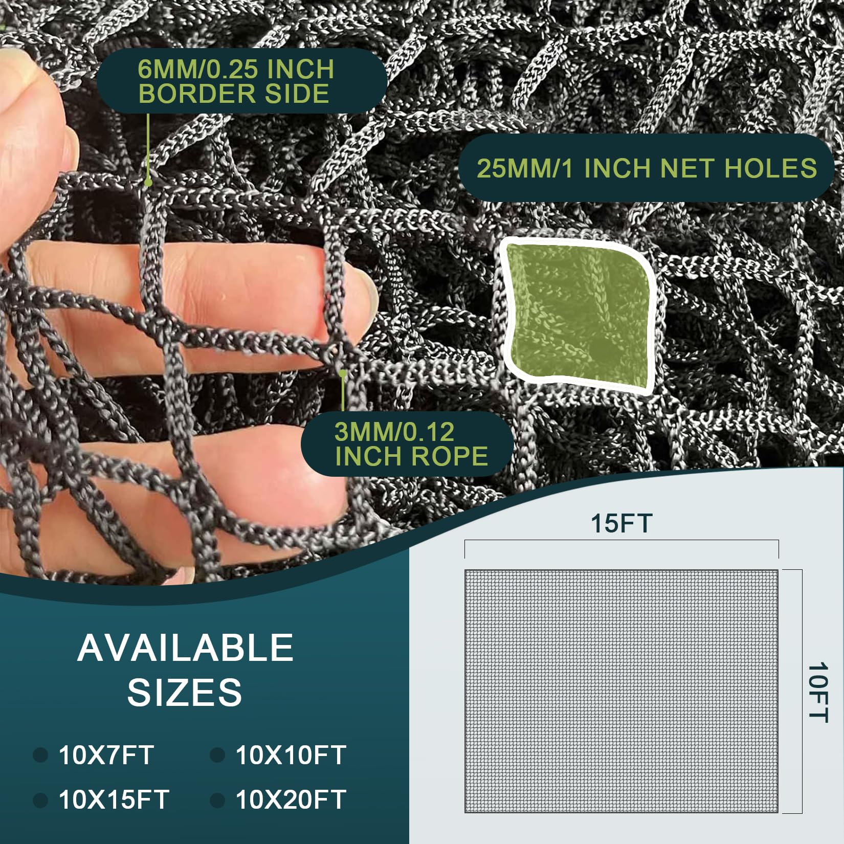 Beutyal net mounted in backyard protecting yard and neighbors