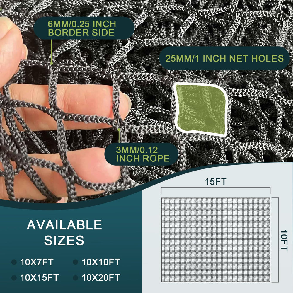 Beutyal net mounted in backyard protecting yard and neighbors