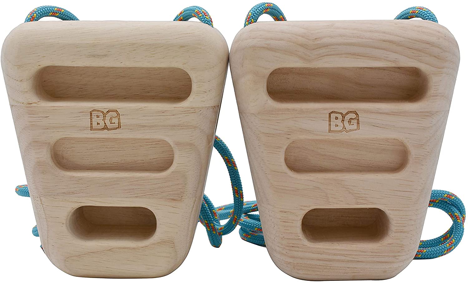 BG Climbing front view of wooden hangboard showing multiple grips and durability