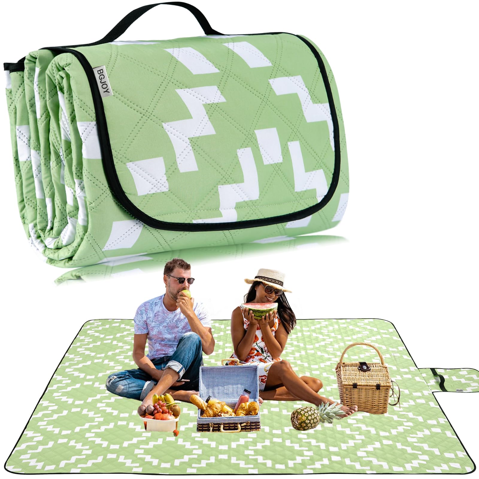BGJOY front view of folded blanket showing compact carry convenience