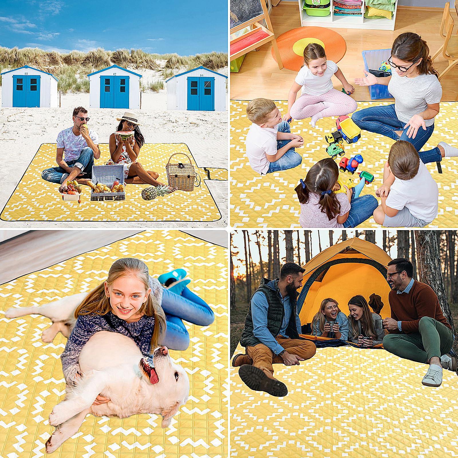 BGJOY kids playing indoors on blanket providing a clean play surface