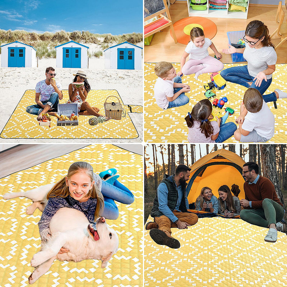 BGJOY kids playing indoors on blanket providing a clean play surface