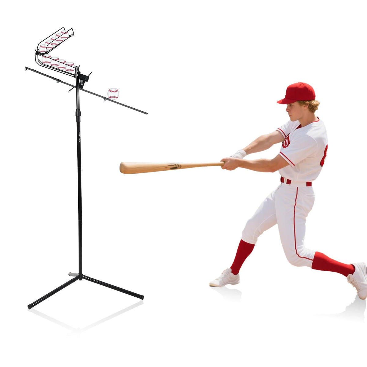 BGOJAB front view of pitching machine showing sturdy frame and controls benefit consistent practice