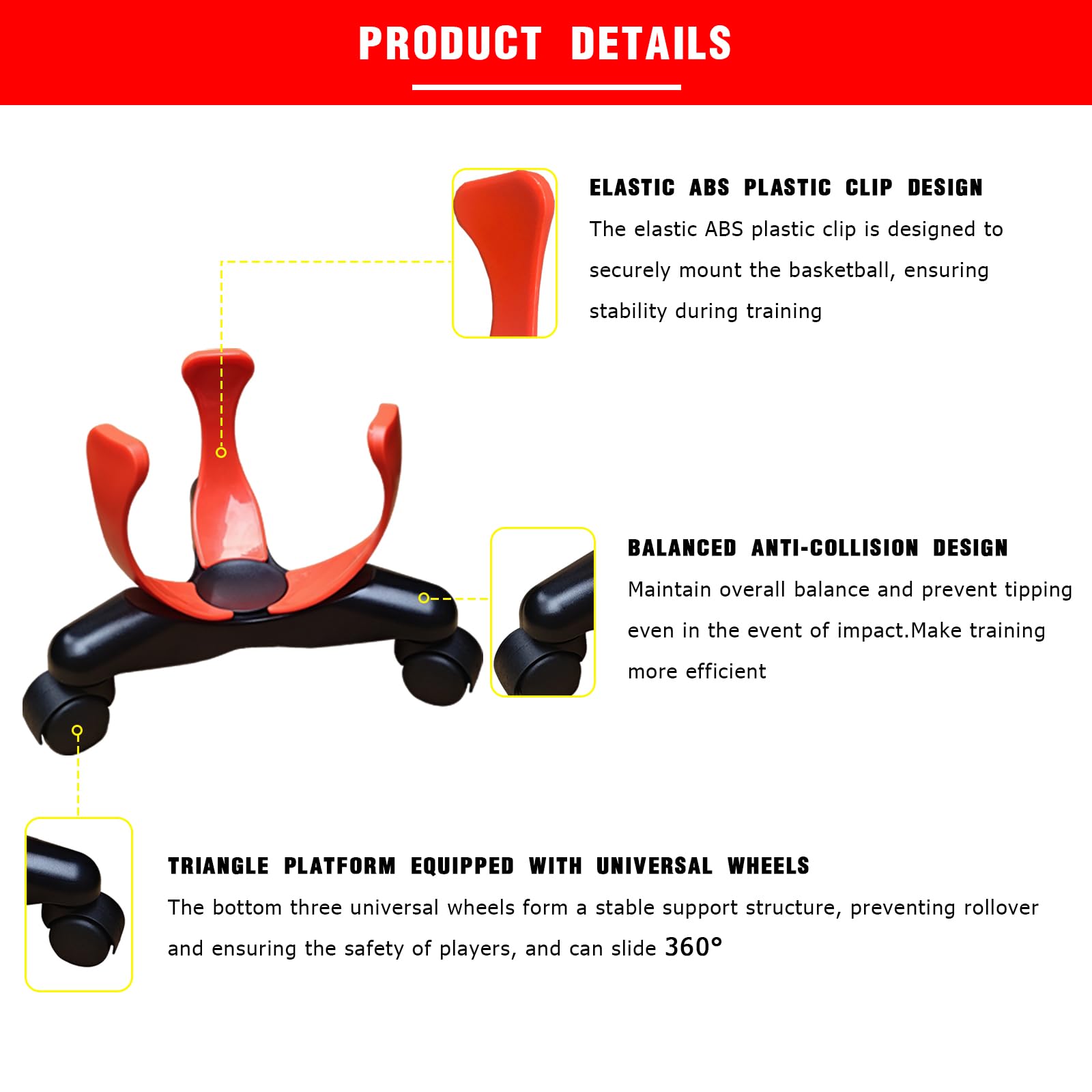 bibahala basketball secured in clamp demonstrating protected ball handling benefit