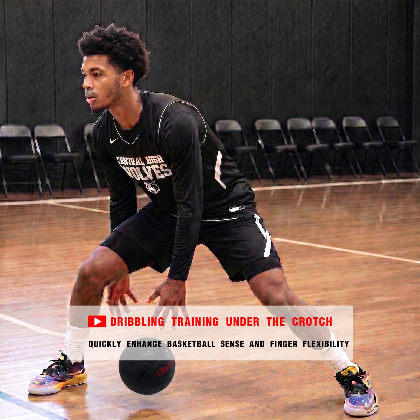 bibahala player doing crossover drills with weighted ball to enhance handle precision