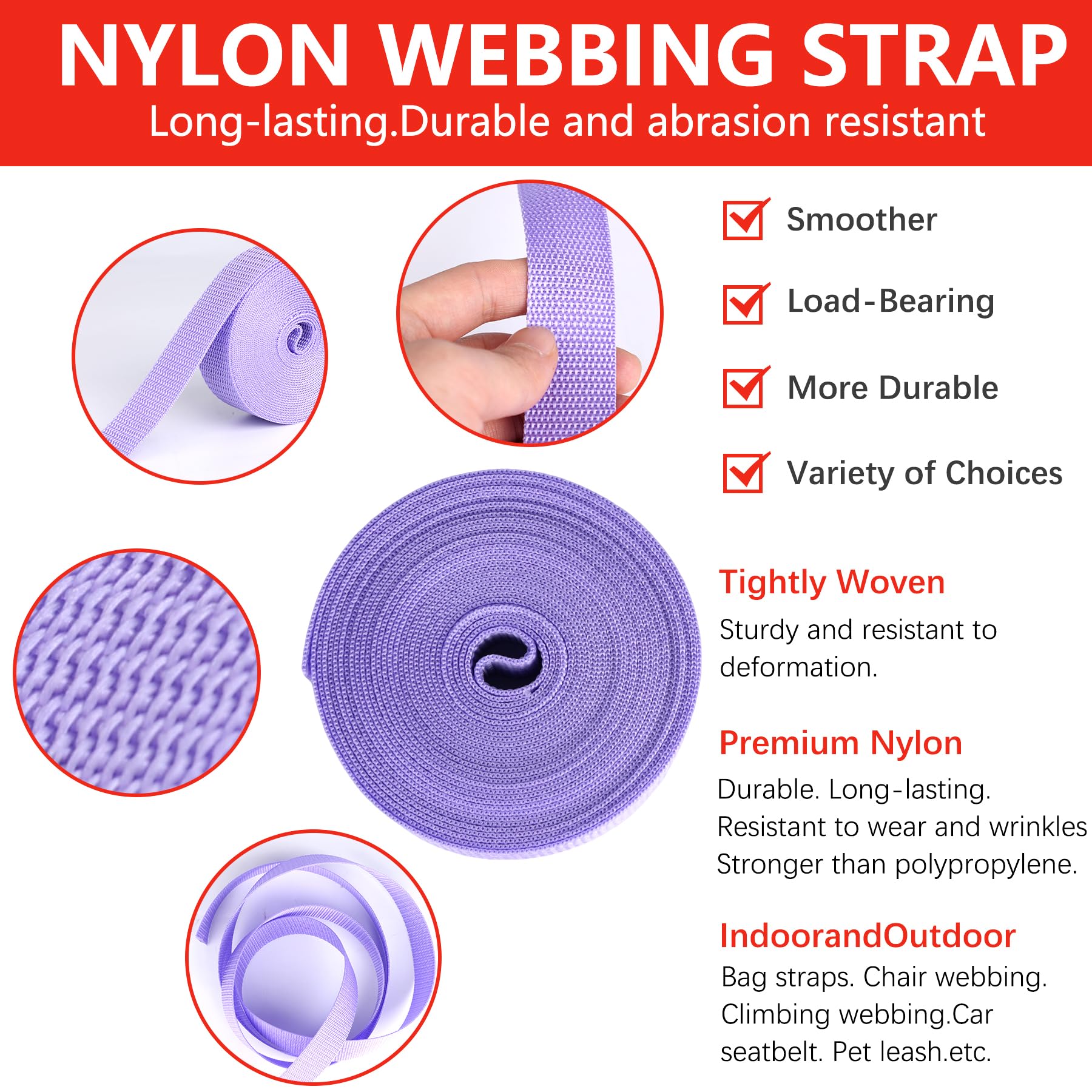 BIFZOIN array of 15 colorful webbing rolls lined up for creative project color choices