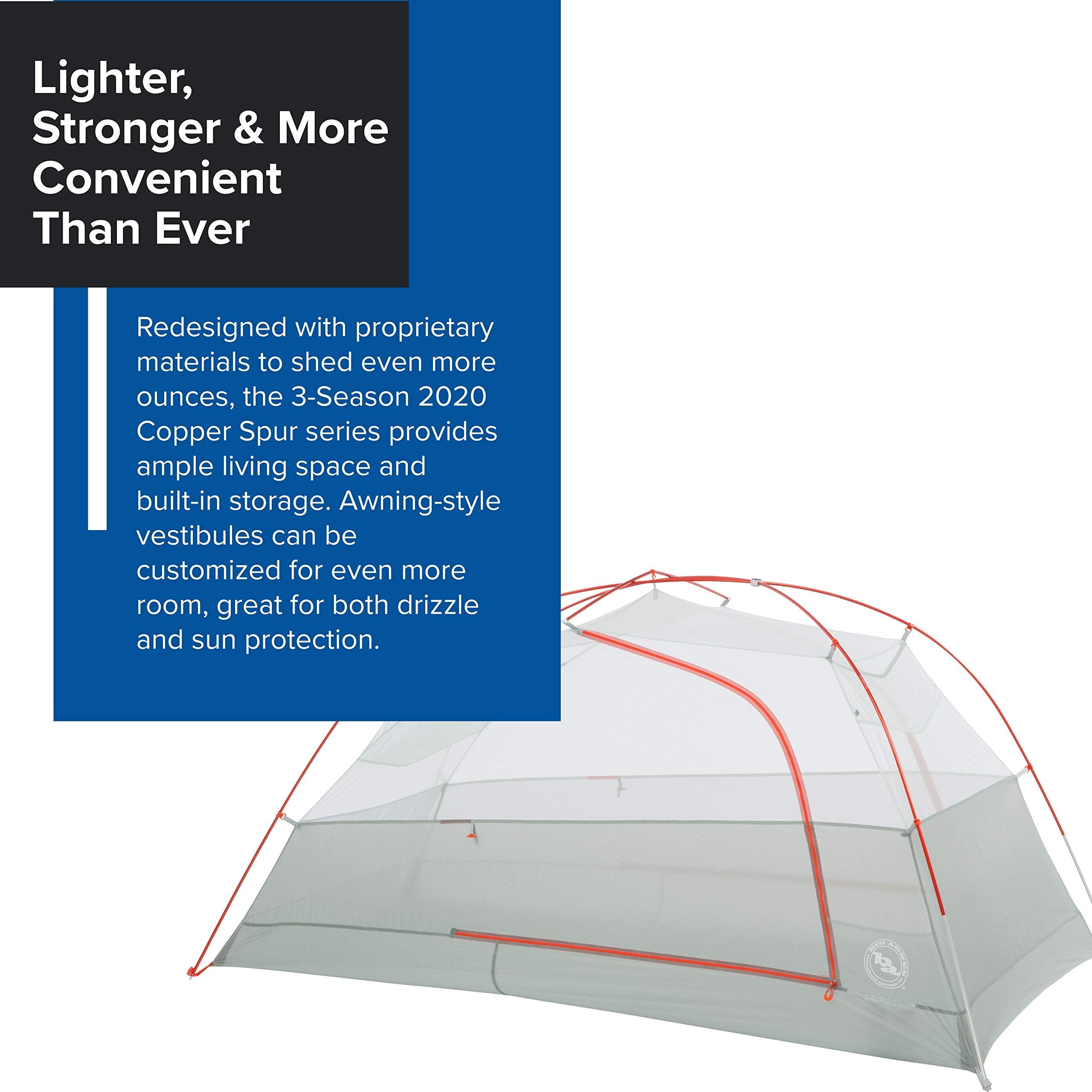 Big Agnes interior layout showing two sleeping pads and increased livable space