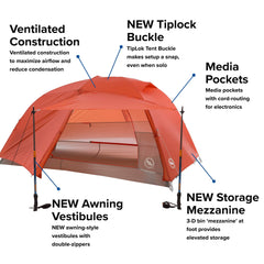 Big Agnes vestibule and door with storm flap visible protecting zipper from weather