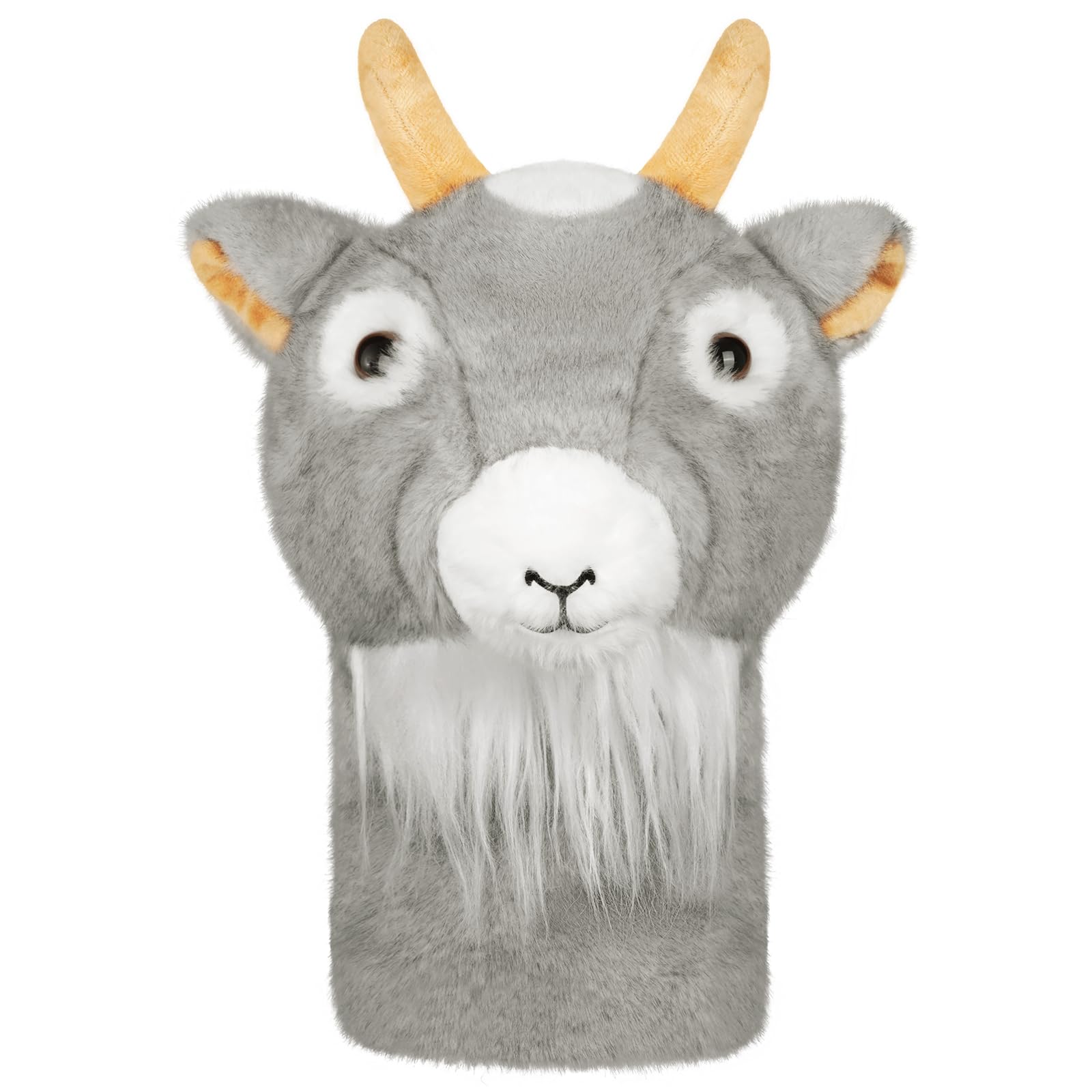 Big Crazy goat headcover front view showing plush protection and charm