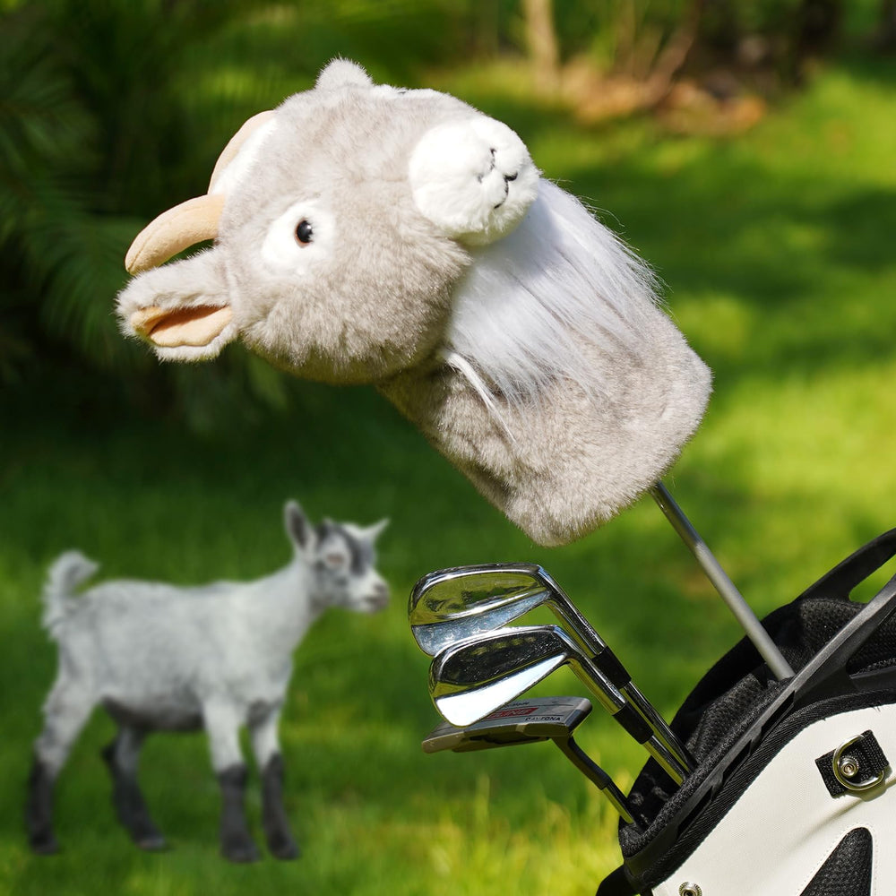 Big Crazy goat headcover on driver in bag preventing dings and scratches