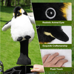 Big Crazy penguin headcover side profile highlighting plush texture and detail