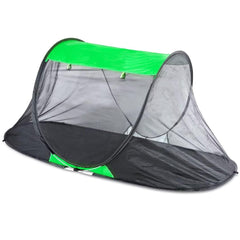 Biggun front view of pop-up tent showing insect protection and instant setup benefit