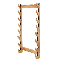 BiJun front view wooden sword rack showing clean horizontal display and sturdy build