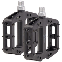 Bikeroo front view of black platform pedal showing shape and grip