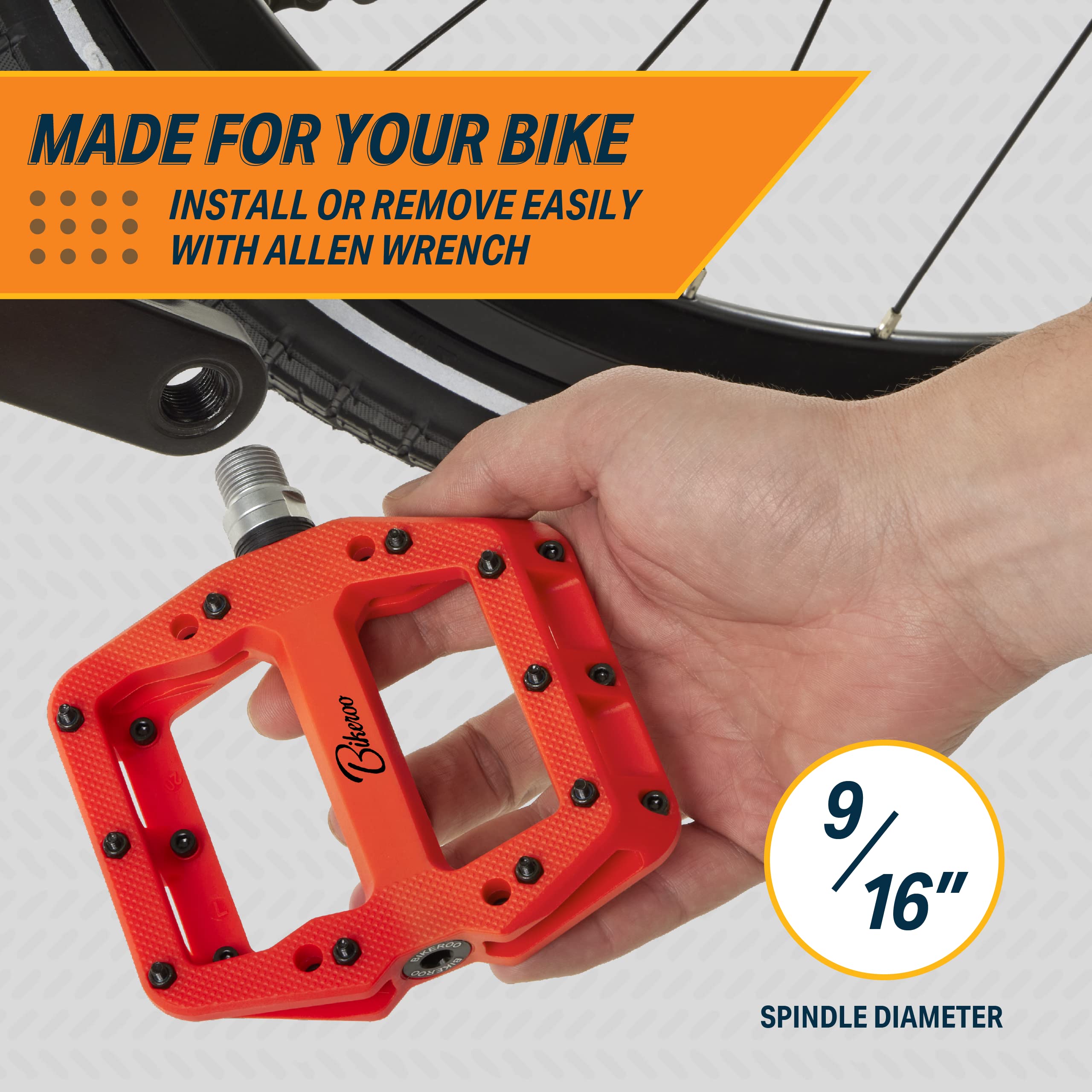 Bikeroo packaging and label showing product fit and installation info