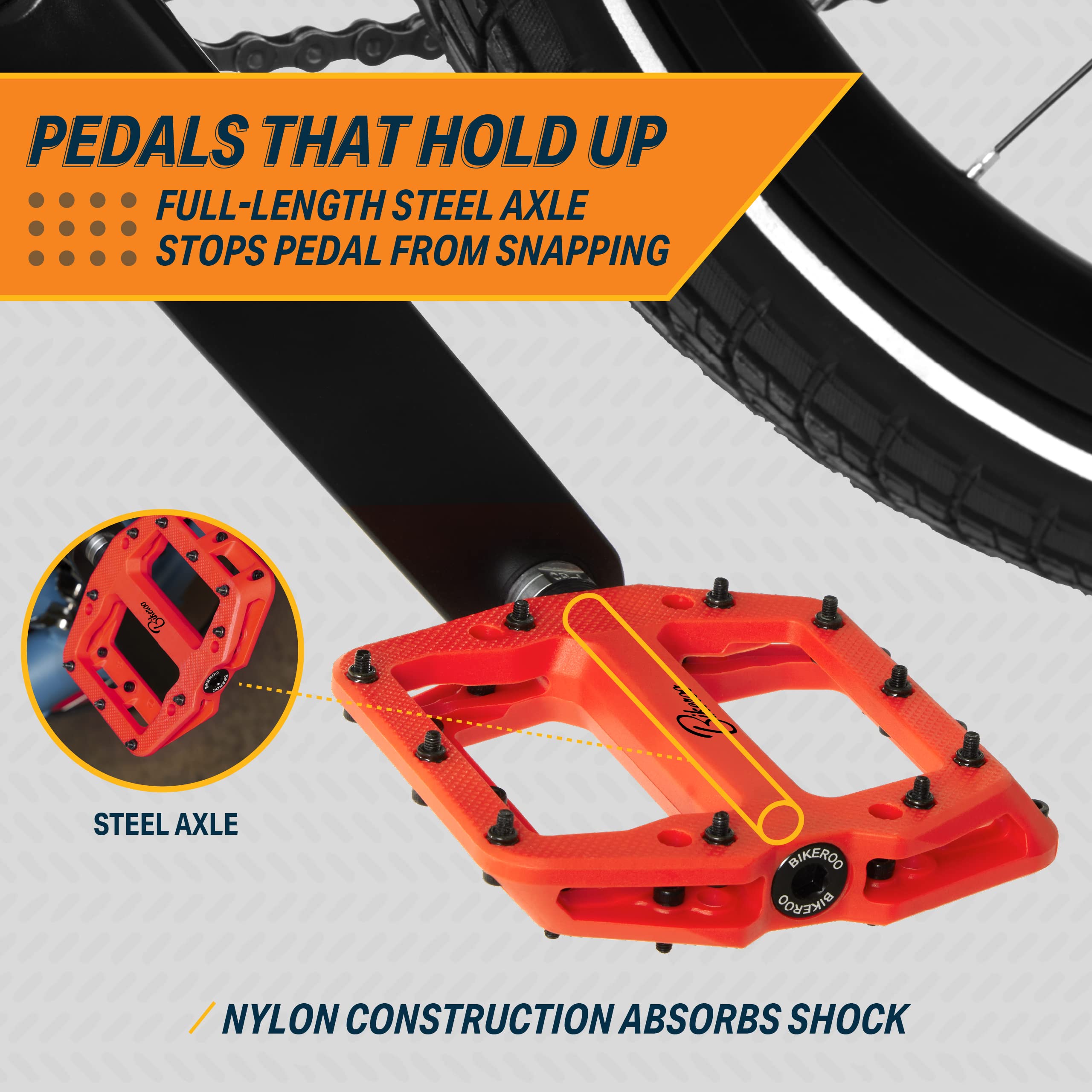 Bikeroo pedal next to shoe to show size and real-world scale