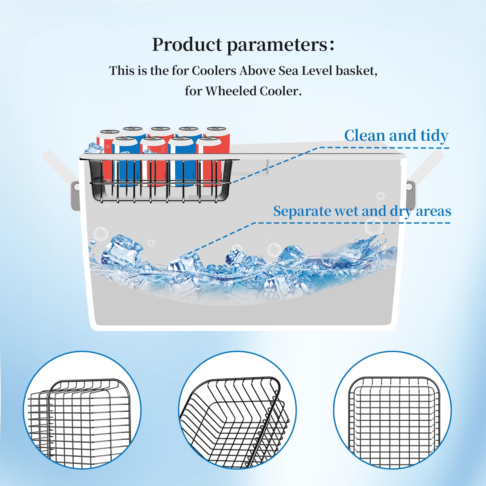 BiLLNE basket shown with bottles to illustrate capacity and space-saving benefit