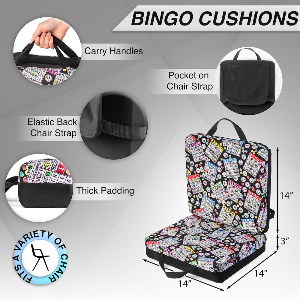 Bingo Innovation folded cushion with reinforced handles for easy transport