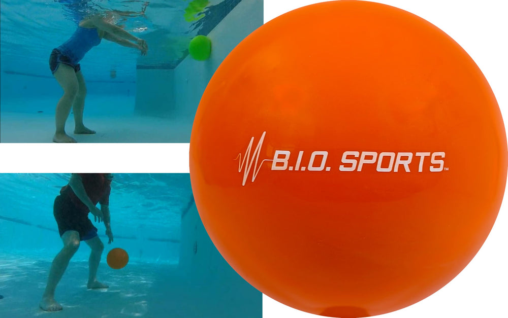 B.I.O. Sports front view showing orange resistance ball and shape for easy grip