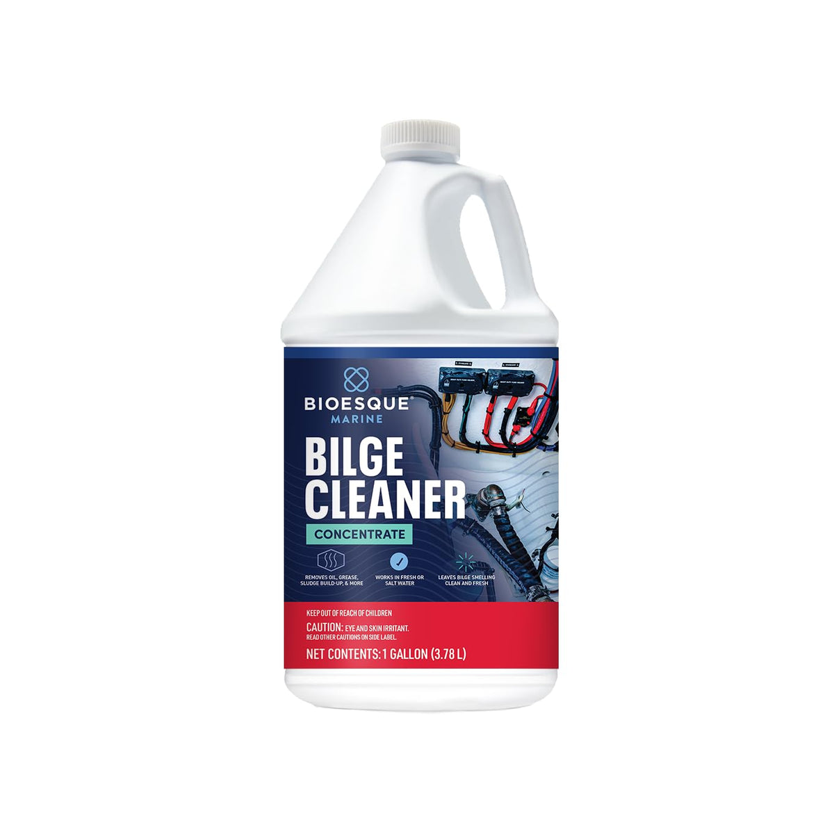 Bioesque gallon bottle front view shows concentrate and easy-pour for effective degreasing