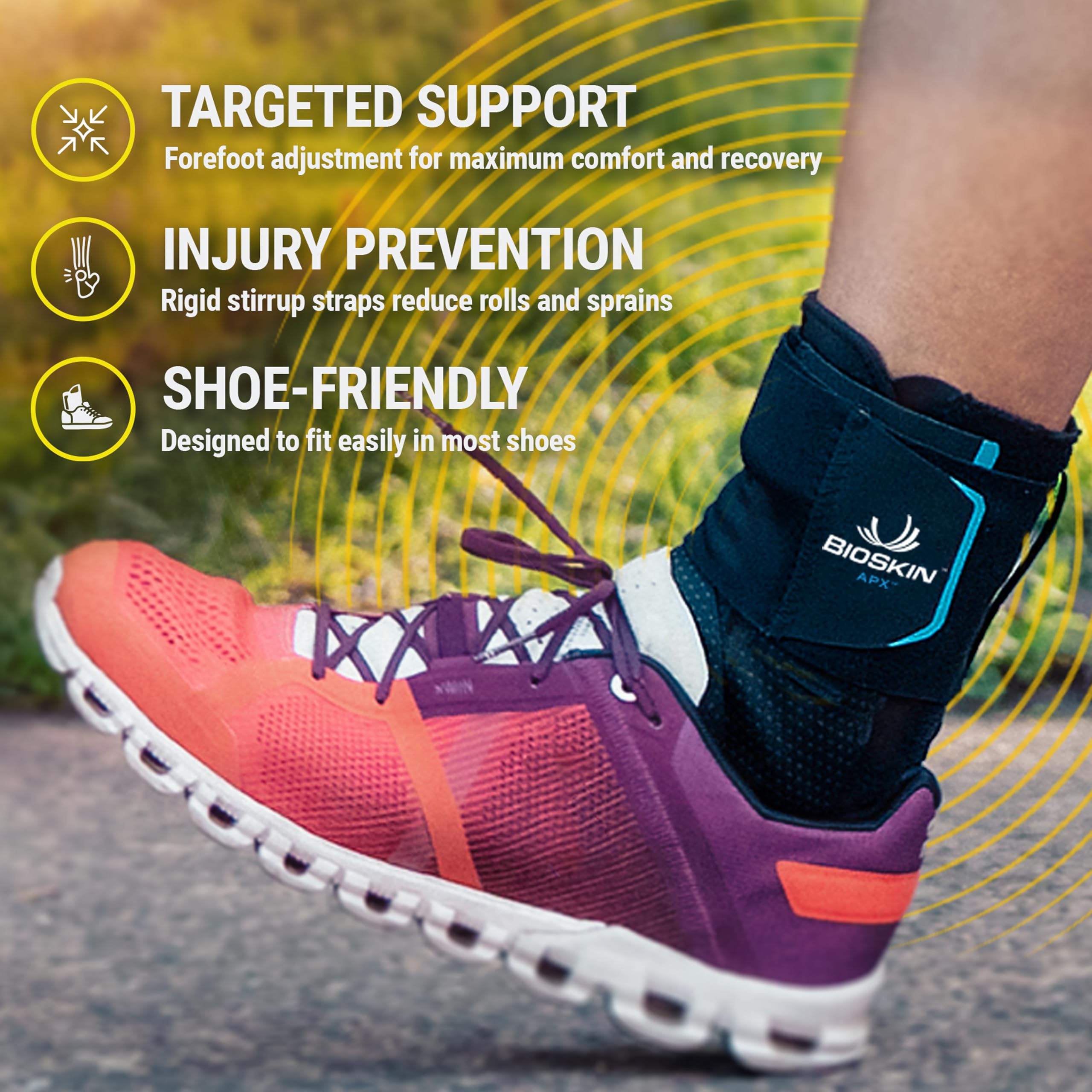 BioSkin APX inside a running shoe demonstrating compatibility and low bulk
