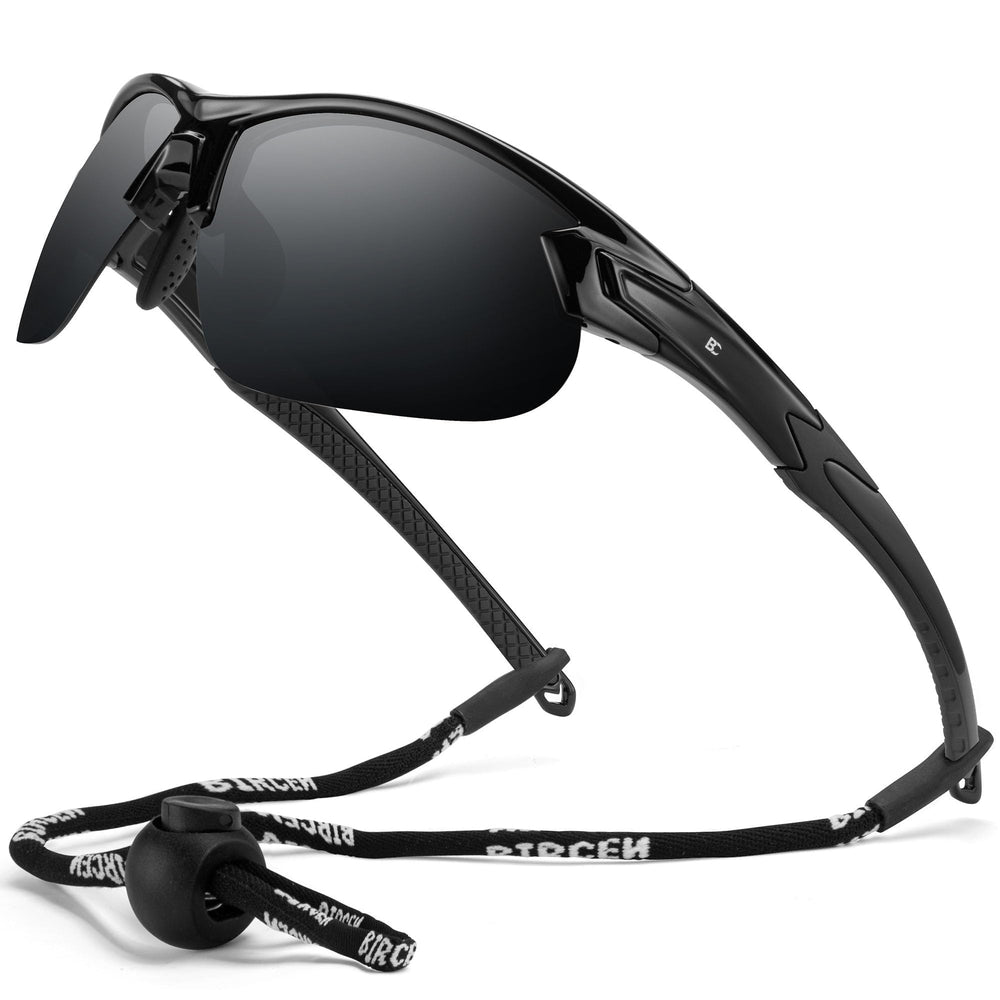 BIRCEN front packaging showing sunglasses and case, highlights protection