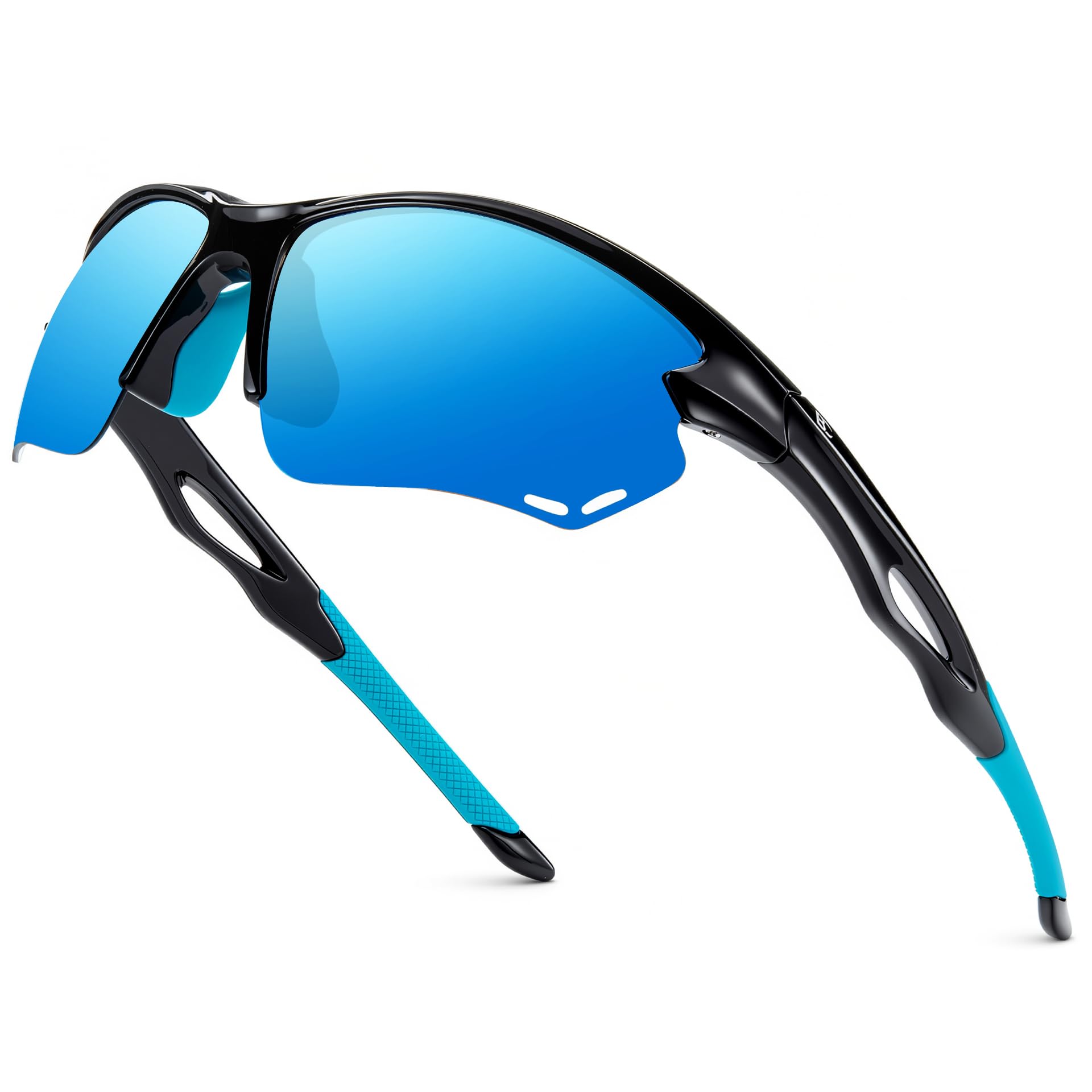 BIRCEN front view polarized sunglasses showing wrap-around coverage and clear field of vision