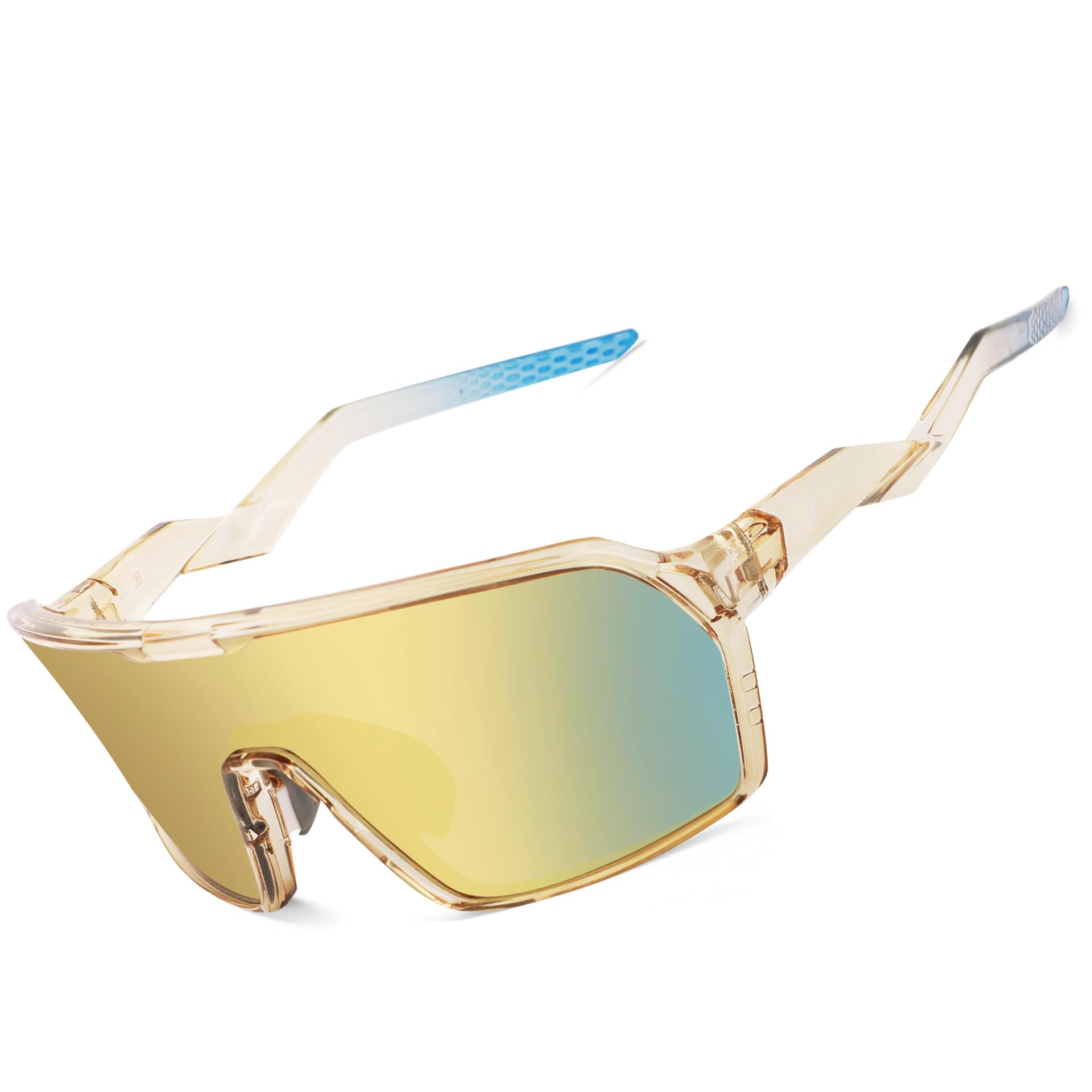 BIRCEN front view sunglasses showing sleek sport frame and full face coverage benefit