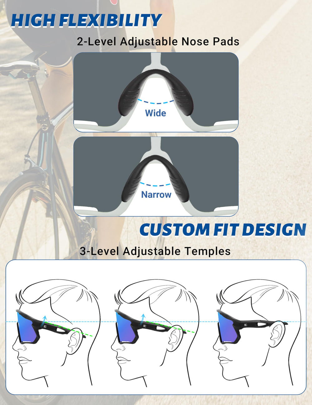 BIRCEN sunglasses worn by cyclist on road improving visual clarity