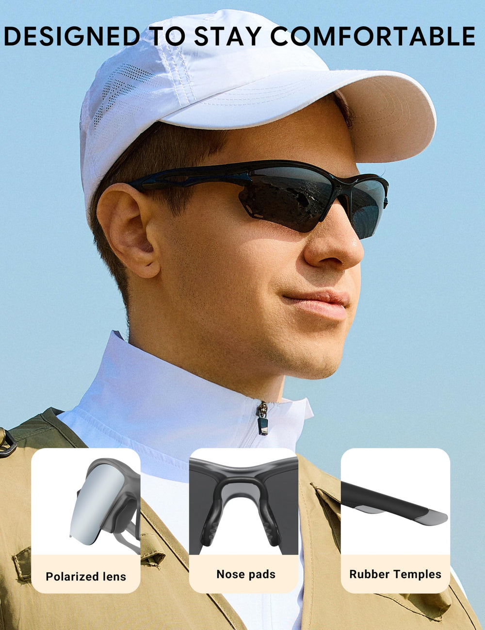 BIRCEN sunglasses worn by angler demonstrating glare reduction benefit