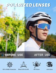 BIRCEN polarized lens close-up showing texture and clear glare reduction benefit