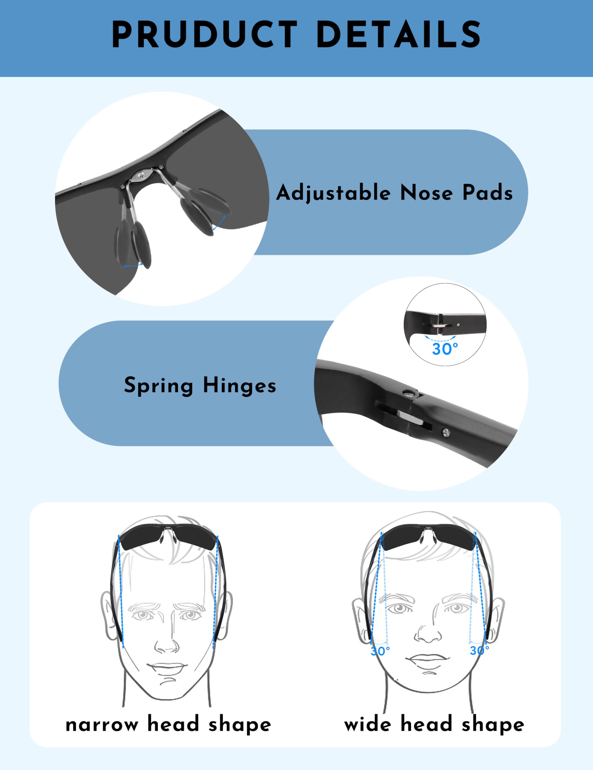 BIRCEN adjustable nose pads detail for personalized comfort and non-slip wear