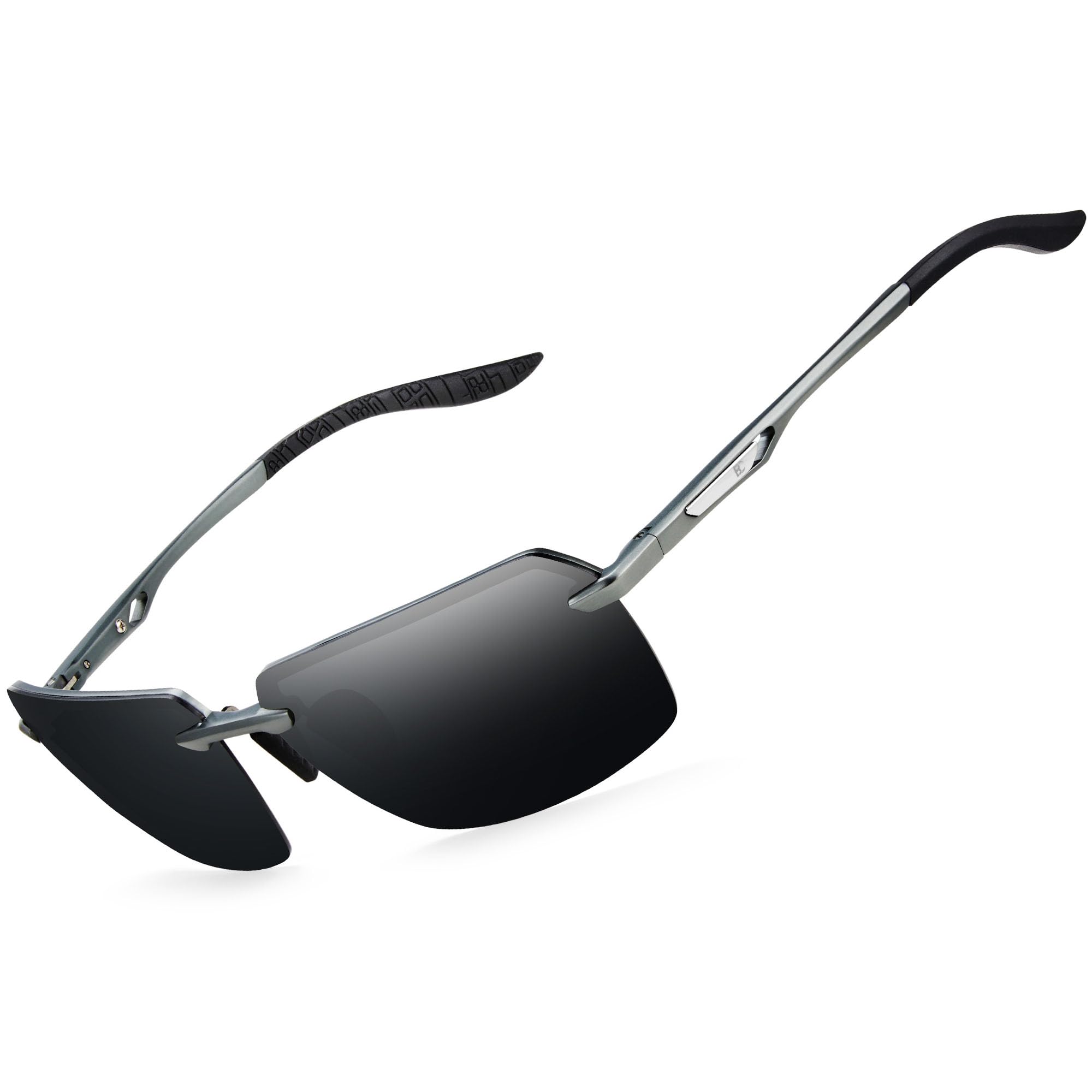 BIRCEN front view rimless sunglasses showing clean rectangular style and lightness
