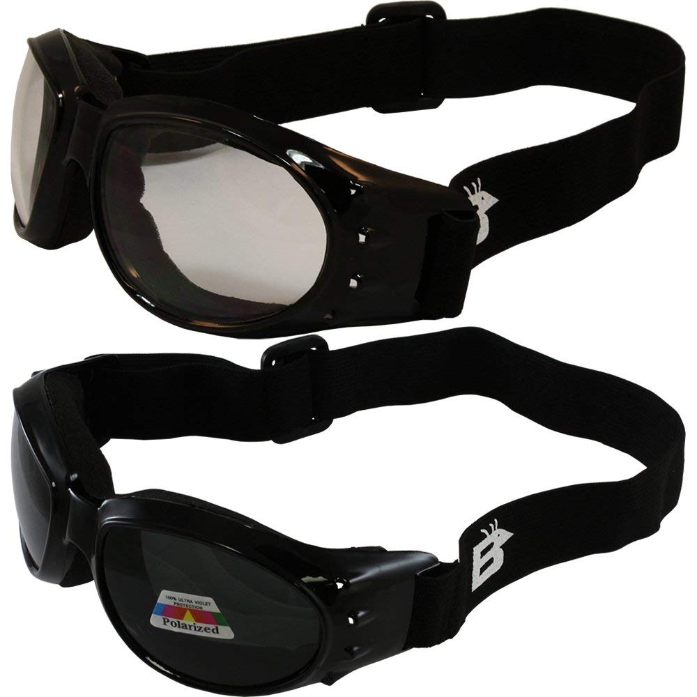 Birdz Eagle front view black frame showing classic aviator fit and eye protection